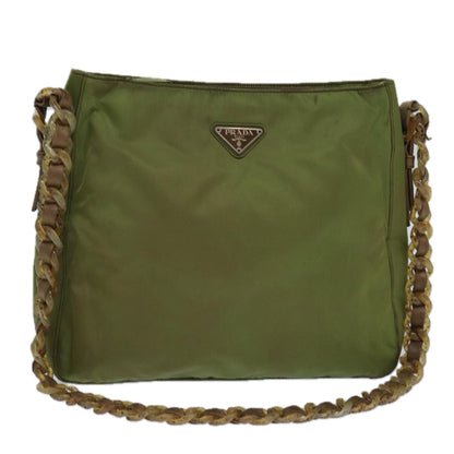 PRADA Shoulder Bag Nylon Khaki Auth 85288