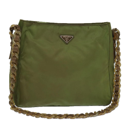 PRADA Shoulder Bag Nylon Khaki Auth 85288