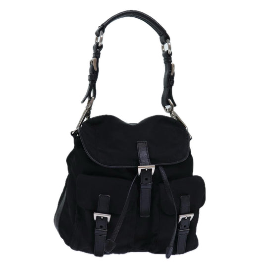 PRADA Backpack Nylon Black Silver Auth 85289