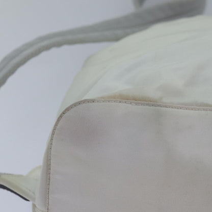 PRADA Backpack Nylon White Silver Auth 85291