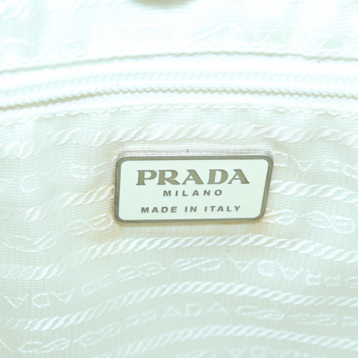 PRADA Backpack Nylon White Silver Auth 85291