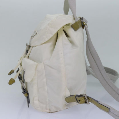 PRADA Backpack Nylon White Silver Auth 85291