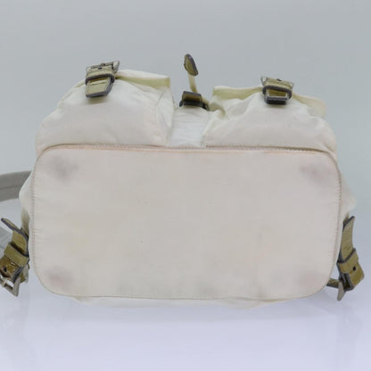 PRADA Backpack Nylon White Silver Auth 85291