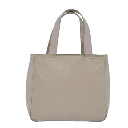 PRADA Tote Bag Enamel nylon Silver White Auth 85365