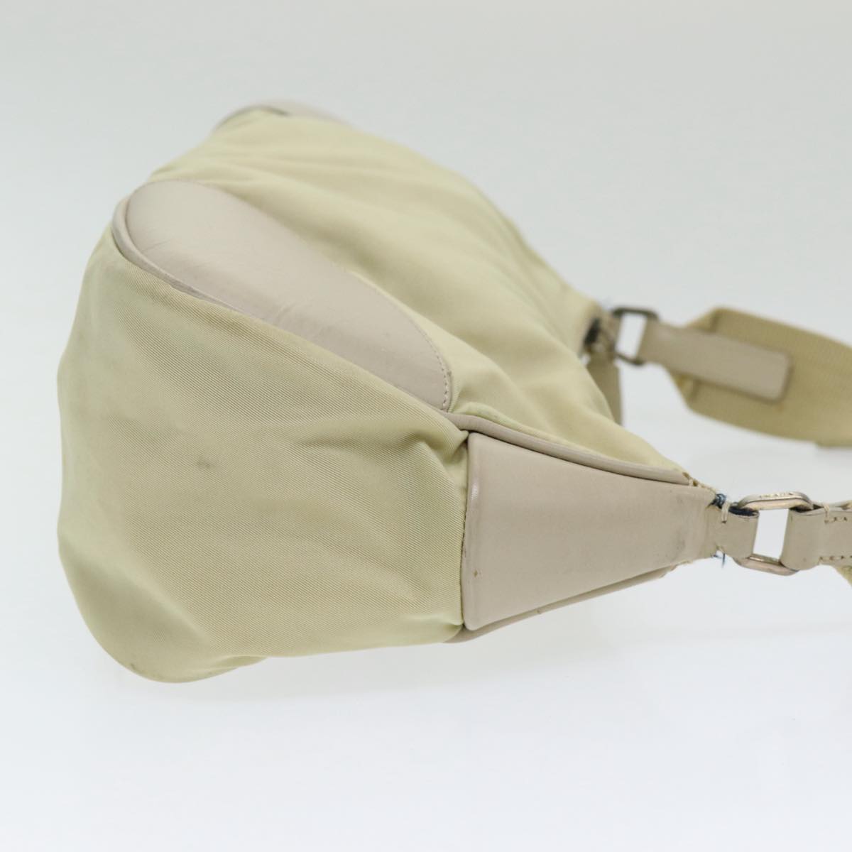 PRADA Shoulder Bag Nylon White Silver Auth 85399