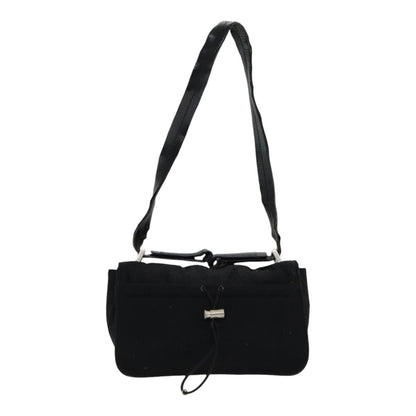 PRADA Shoulder Bag Nylon Black Silver Auth 85439