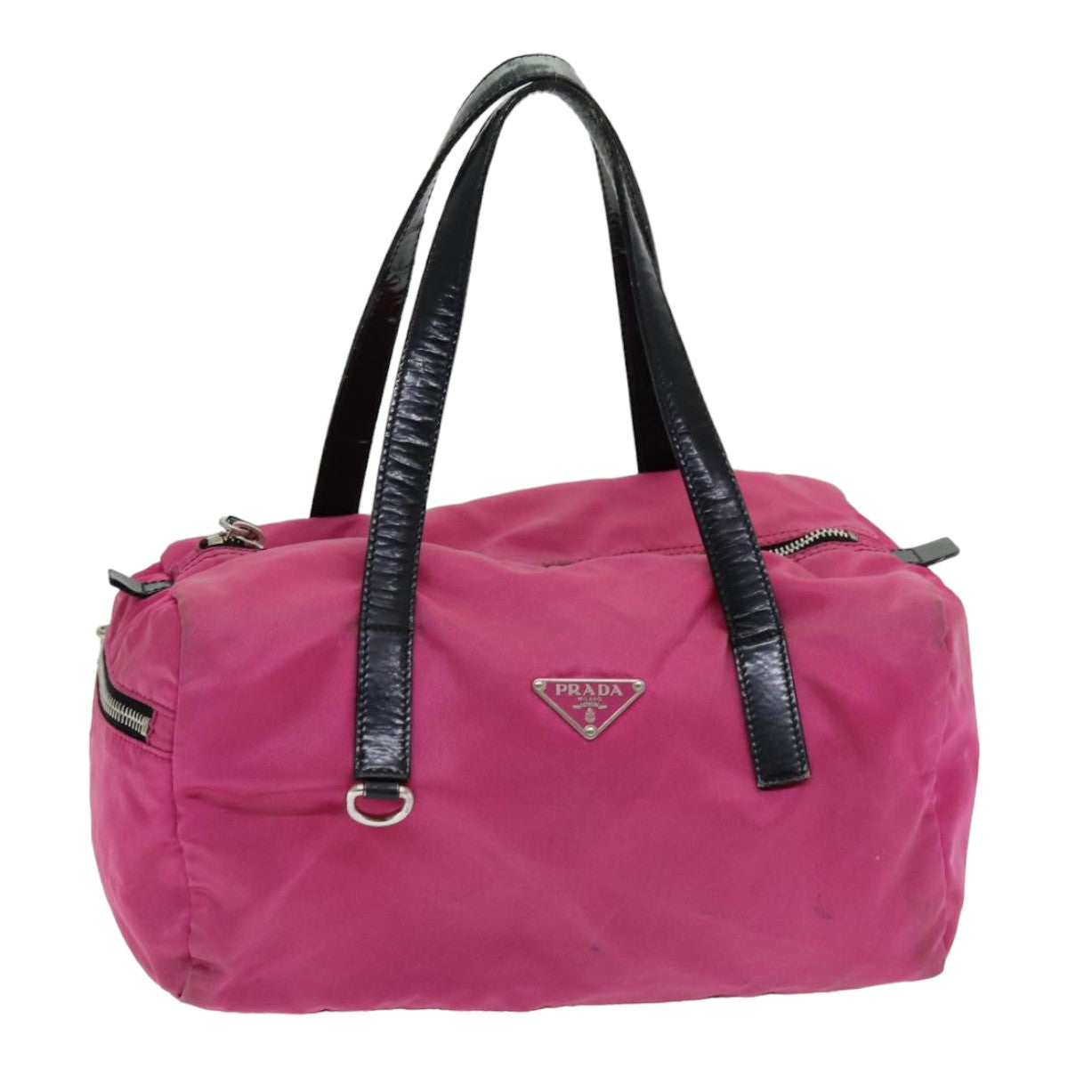 PRADA Hand Bag Nylon Pink Silver Auth 85465