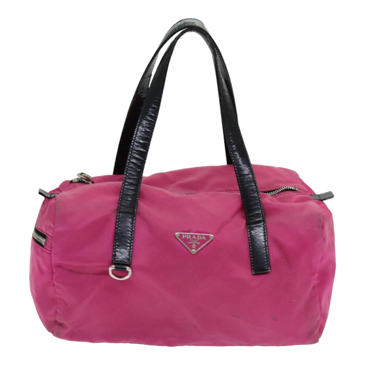 PRADA Hand Bag Nylon Pink Silver Auth 85465