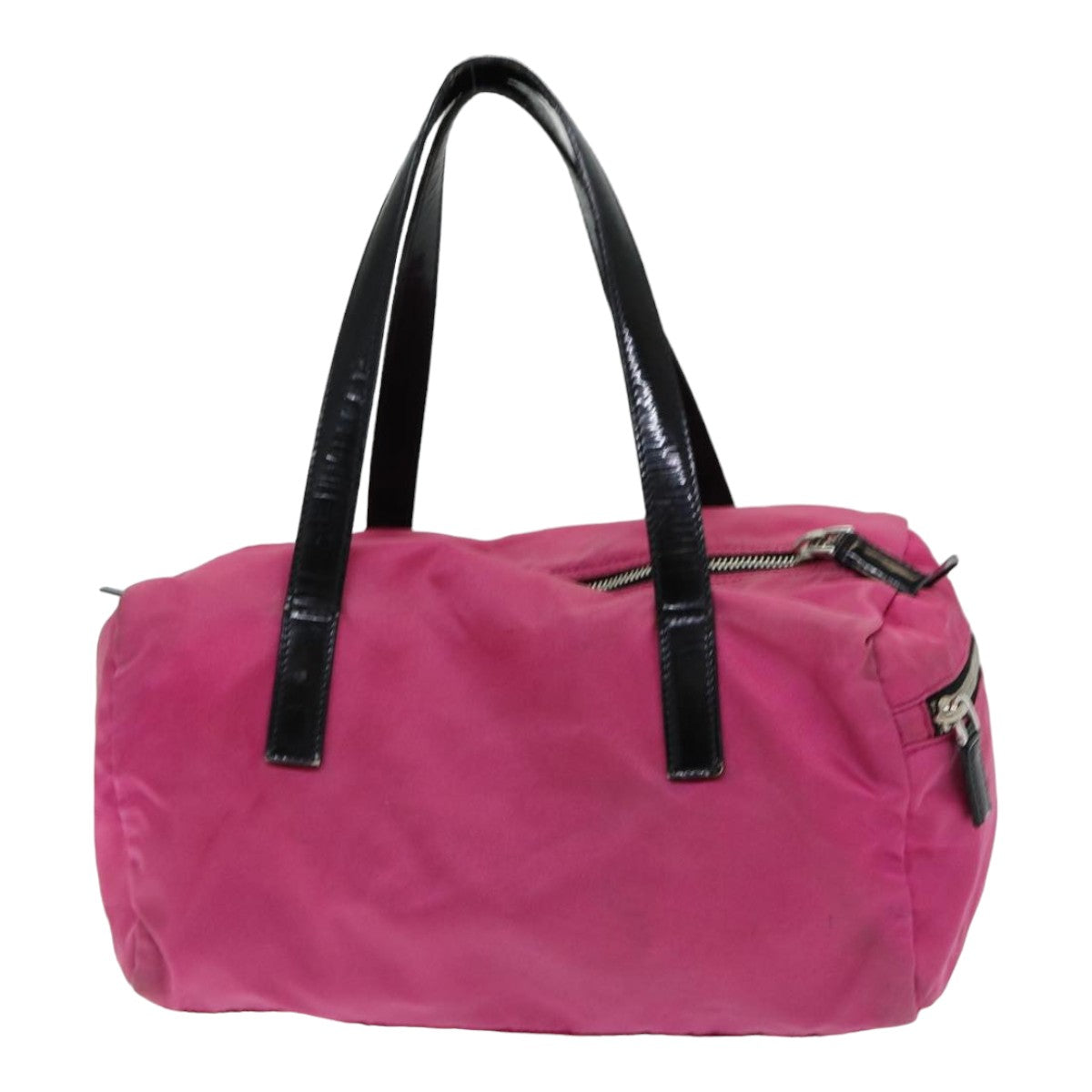 PRADA Hand Bag Nylon Pink Silver Auth 85465