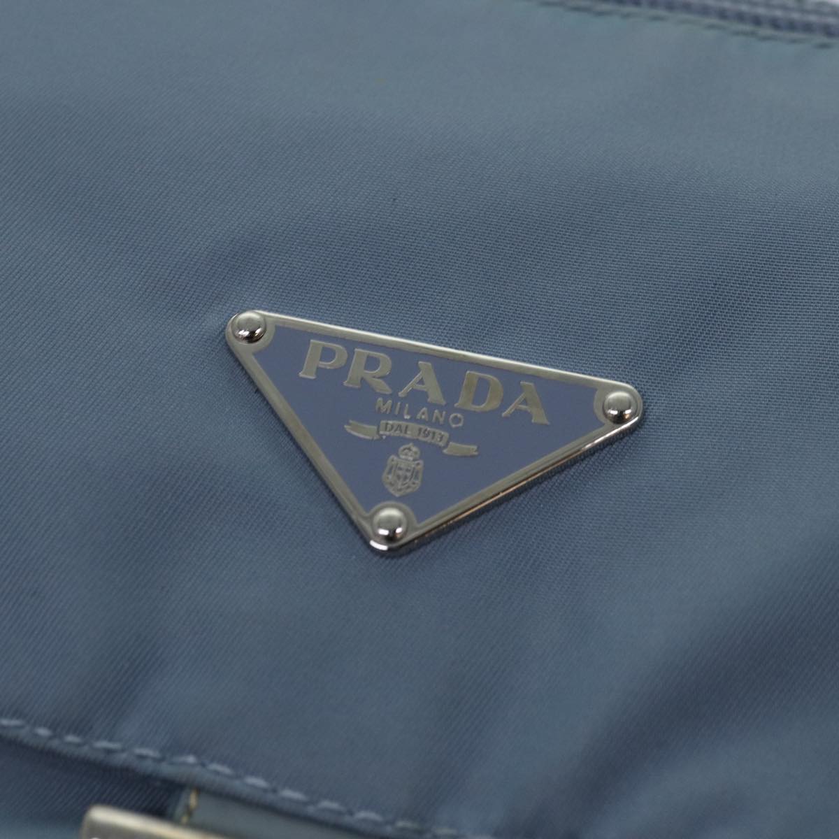 PRADA Shoulder Bag Nylon Light Blue Silver Auth 85482