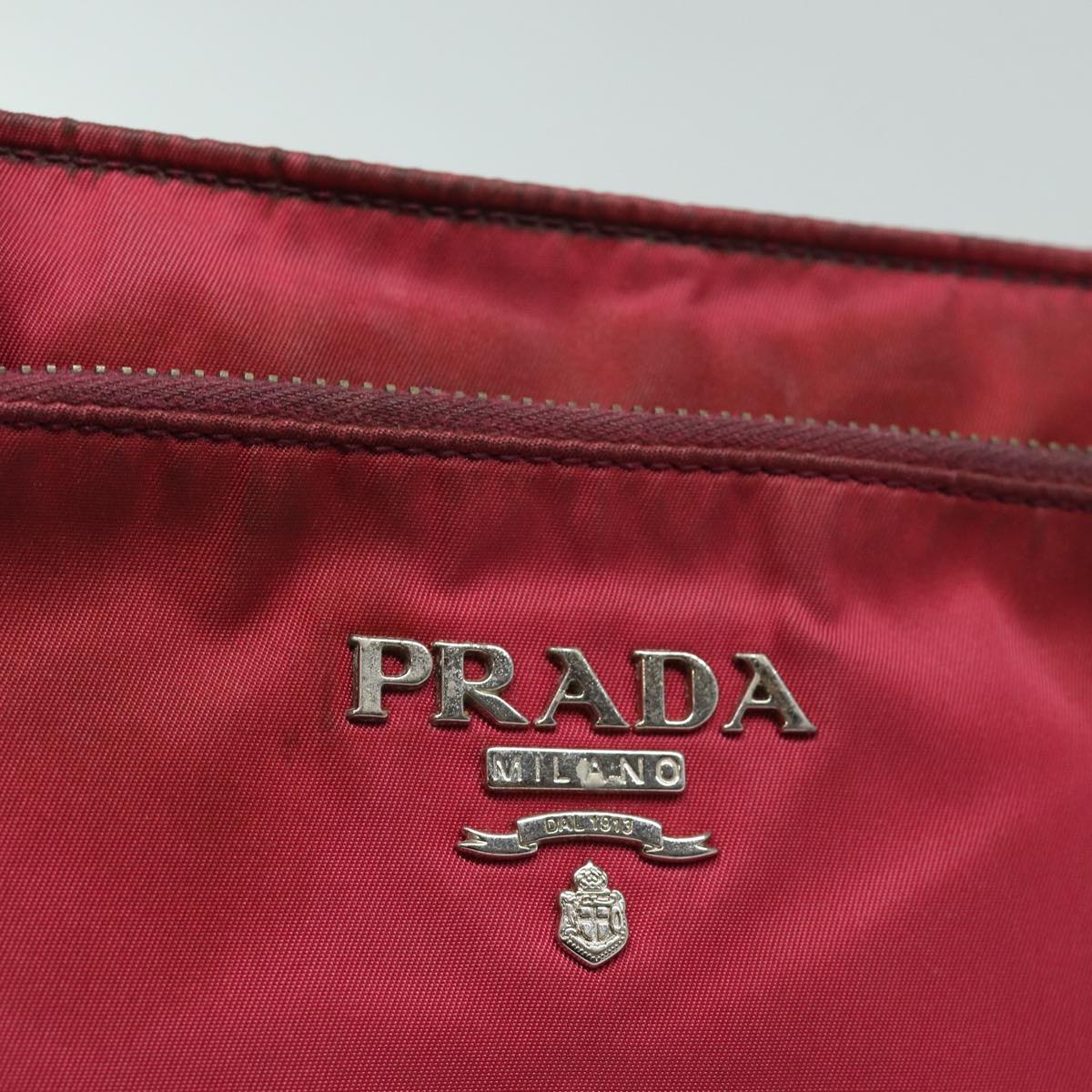 PRADA Shoulder Bag Nylon Pink Silver Auth 85537