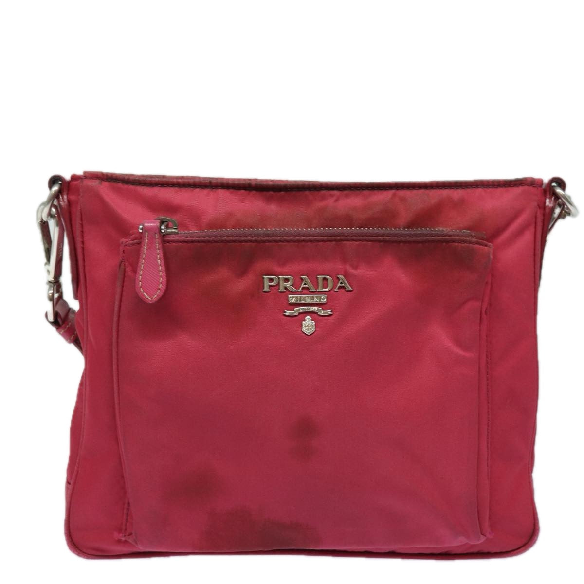 PRADA Shoulder Bag Nylon Pink Silver Auth 85537