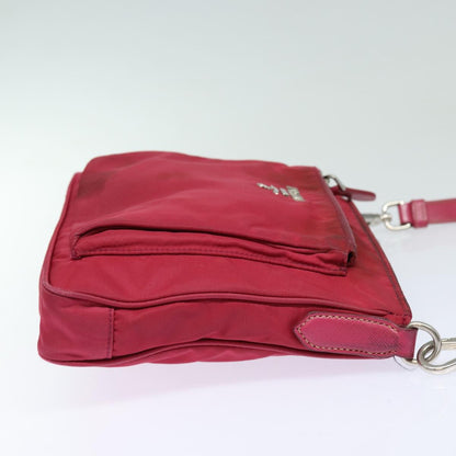 PRADA Shoulder Bag Nylon Pink Silver Auth 85537