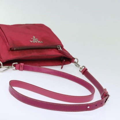 PRADA Shoulder Bag Nylon Pink Silver Auth 85537