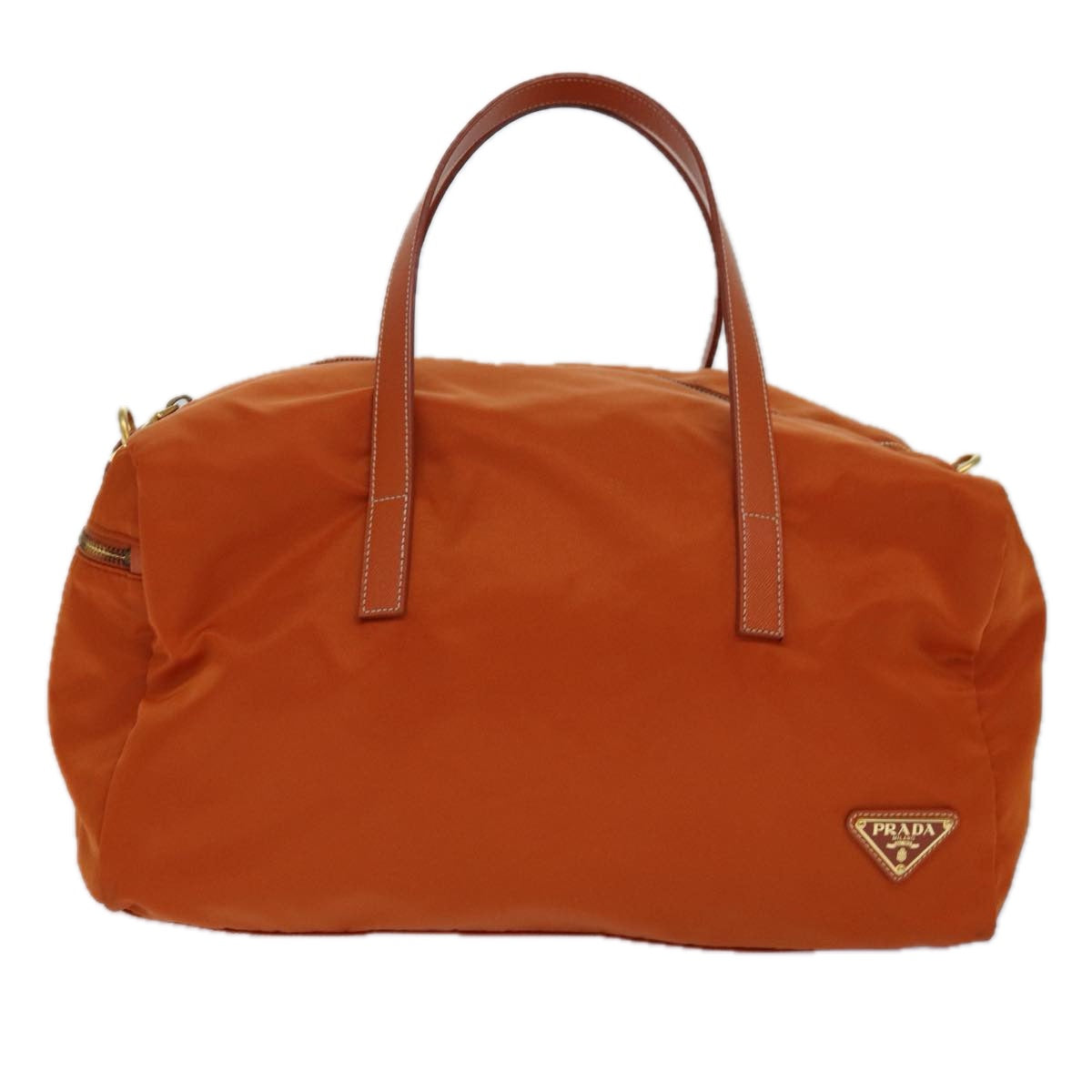 PRADA Hand Bag Nylon 2way Orange Gold Auth 85539