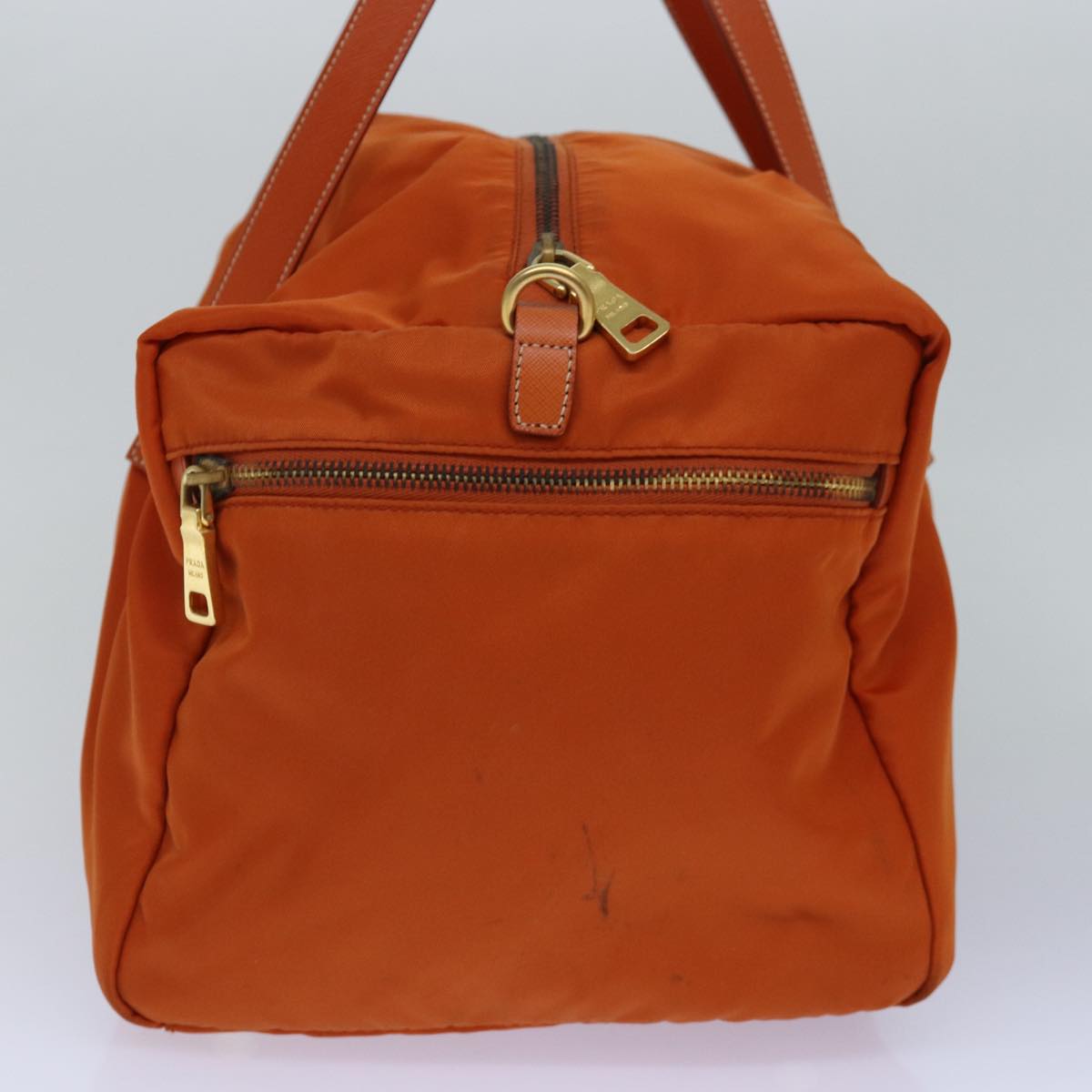 PRADA Hand Bag Nylon 2way Orange Gold Auth 85539