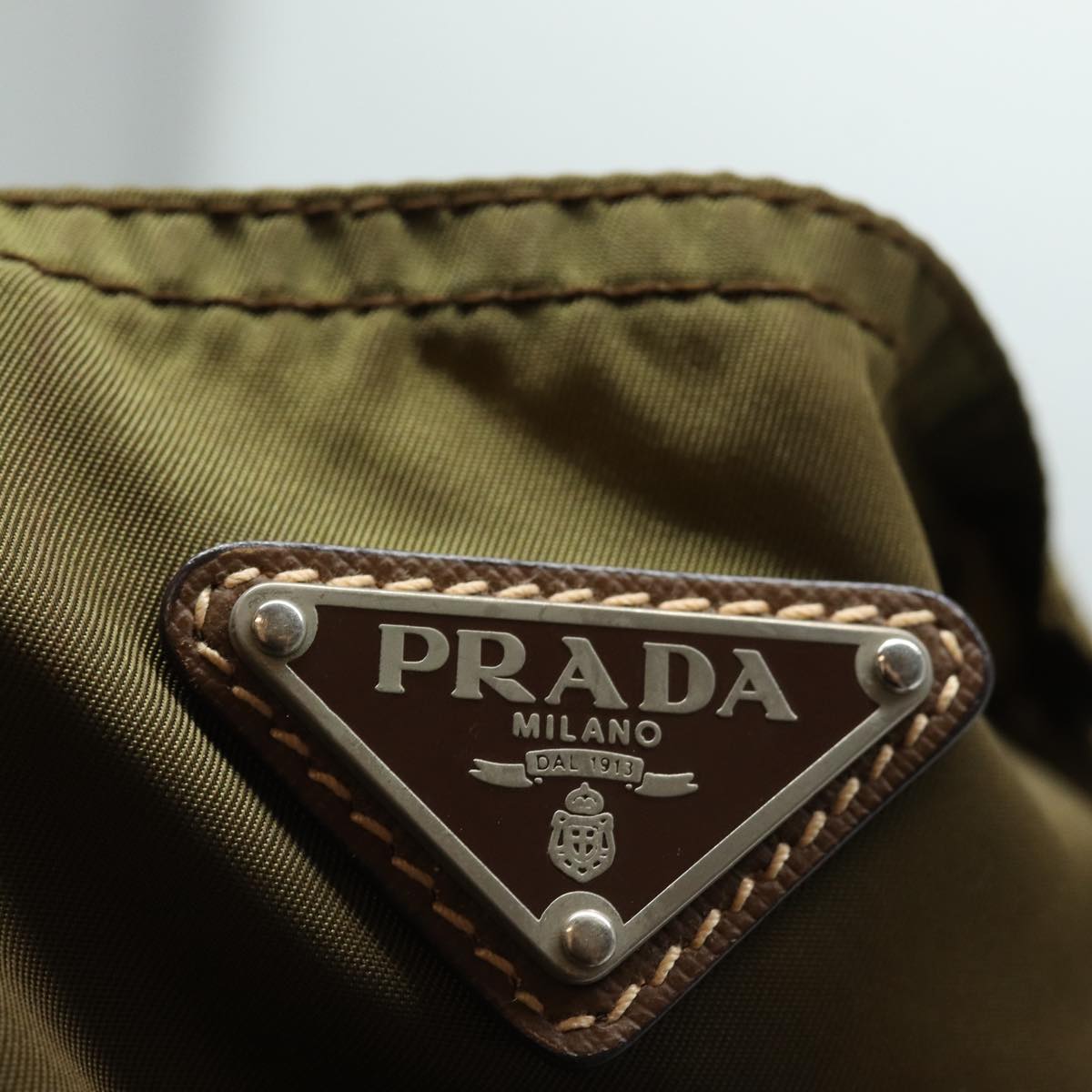 PRADA Tote Bag Nylon Khaki Auth 85540