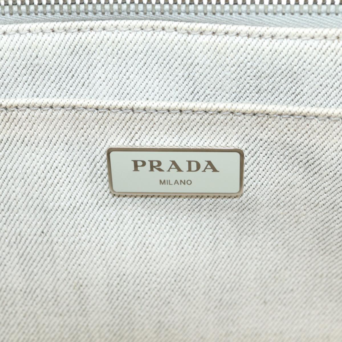 PRADA Bijoux Canapa PM Hand Bag Canvas 2way Gray Silver Auth 85622