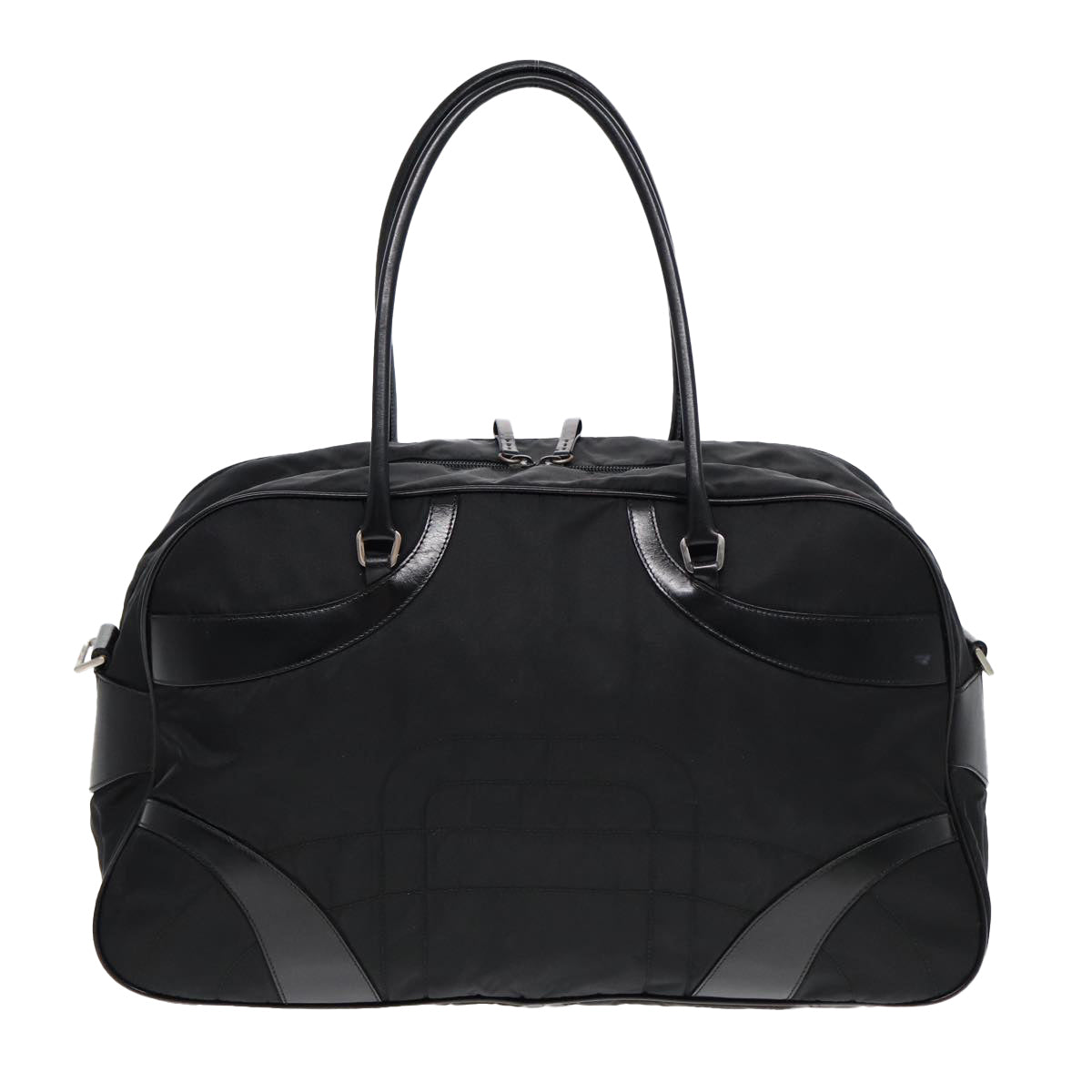 PRADA Shoulder Bag Nylon Black Silver Auth 85626