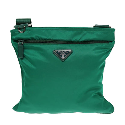 PRADA Shoulder Bag Nylon Green Silver Auth 85632