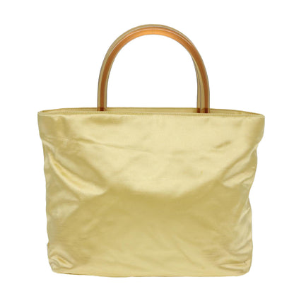 PRADA Hand Bag Satin Yellow Silver Auth 85633