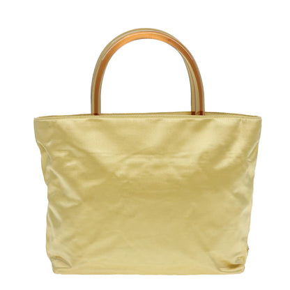 PRADA Hand Bag Satin Yellow Silver Auth 85633