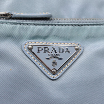 PRADA Tote Bag Nylon Light Blue Silver Auth 85637