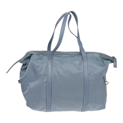 PRADA Tote Bag Nylon Light Blue Silver Auth 85637