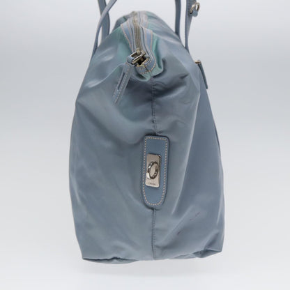 PRADA Tote Bag Nylon Light Blue Silver Auth 85637