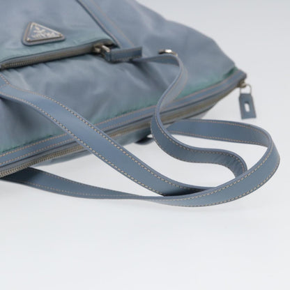 PRADA Tote Bag Nylon Light Blue Silver Auth 85637