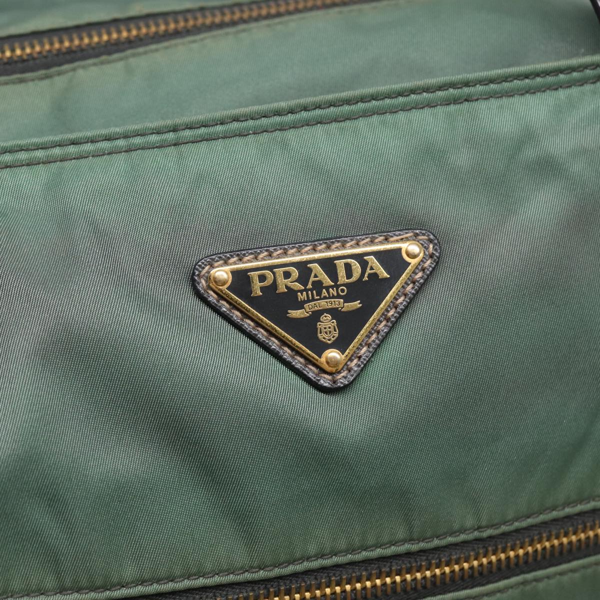 PRADA Tote Bag Nylon Khaki Gold Auth 85641