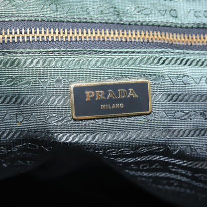 PRADA Tote Bag Nylon Khaki Gold Auth 85641