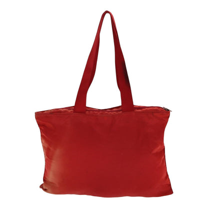 PRADA Tote Bag Nylon Red Silver Auth 85644