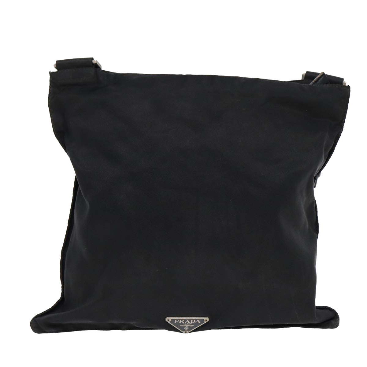 PRADA Shoulder Bag Nylon Black Silver Auth 85650