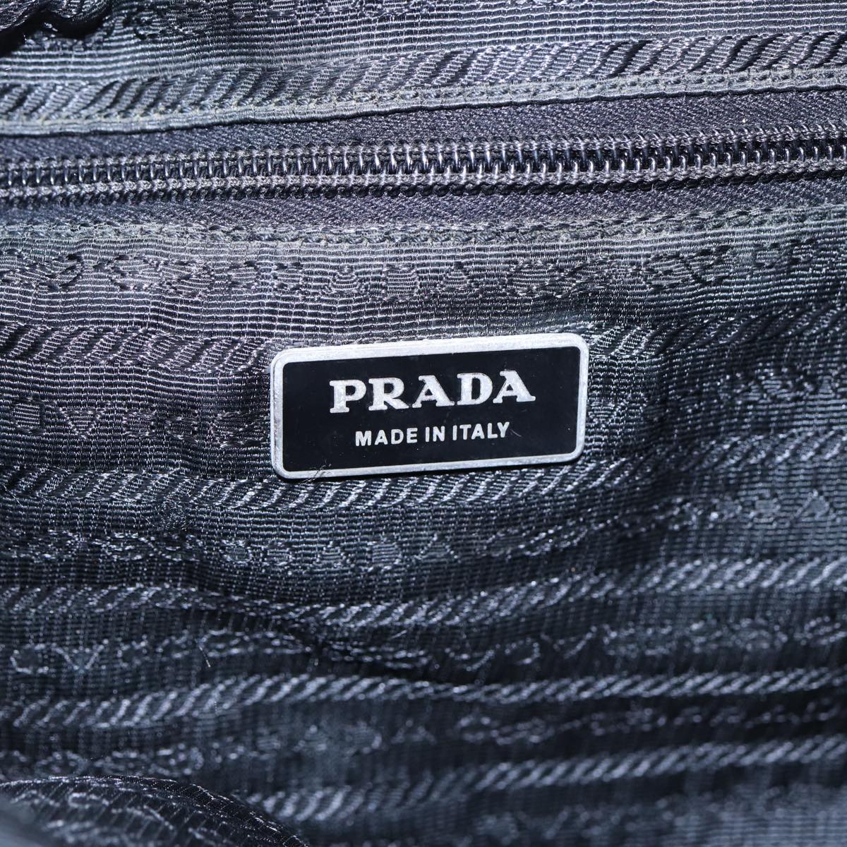 PRADA Shoulder Bag Nylon Black Silver Auth 85651