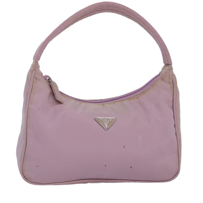 PRADA Hand Bag Nylon Pink Silver Auth 85665