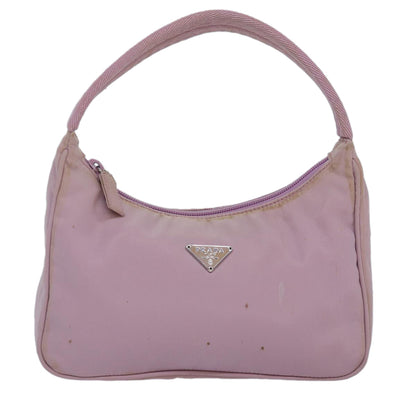 PRADA Hand Bag Nylon Pink Silver Auth 85665