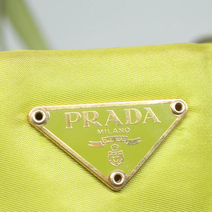 PRADA Shoulder Bag Nylon Green Gold Auth 85715