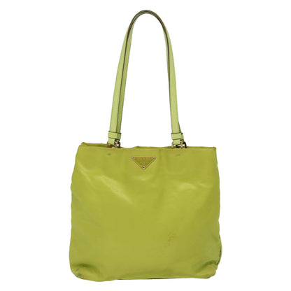 PRADA Shoulder Bag Nylon Green Gold Auth 85715