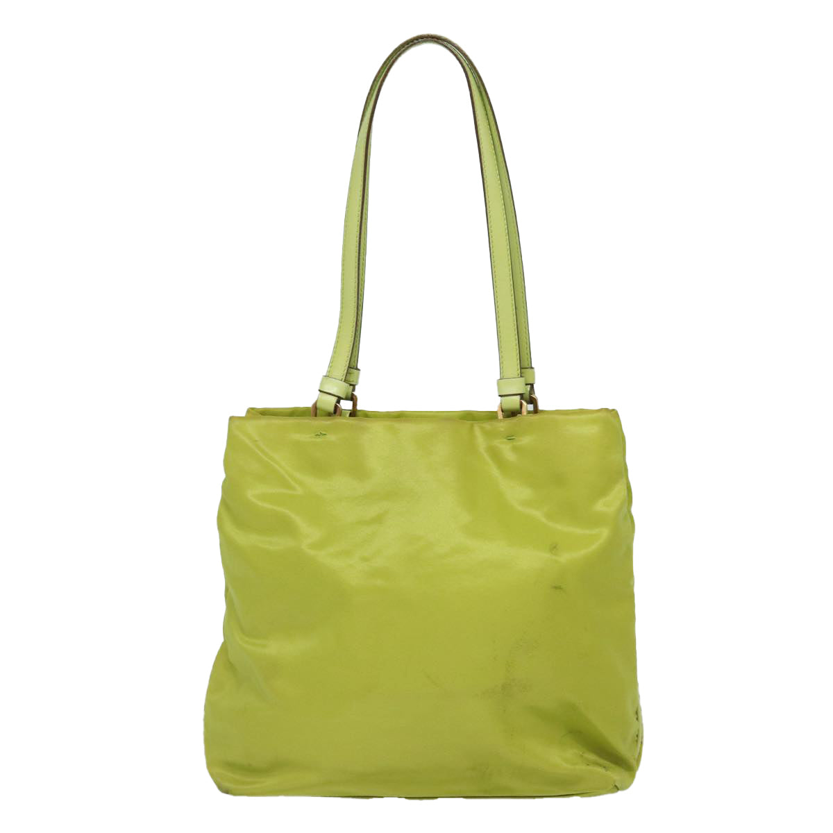 PRADA Shoulder Bag Nylon Green Gold Auth 85715