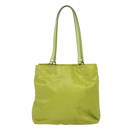 PRADA Shoulder Bag Nylon Green Gold Auth 85715