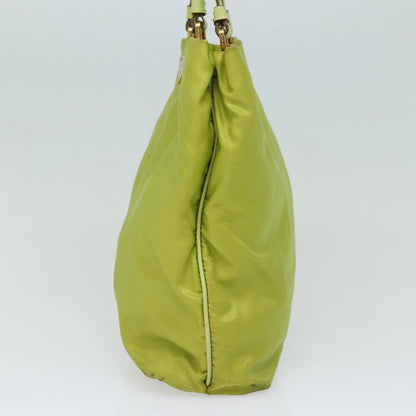 PRADA Shoulder Bag Nylon Green Gold Auth 85715