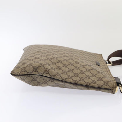 GUCCI GG Supreme Shoulder Bag PVC Leather Beige Silver 201446 Auth 85724