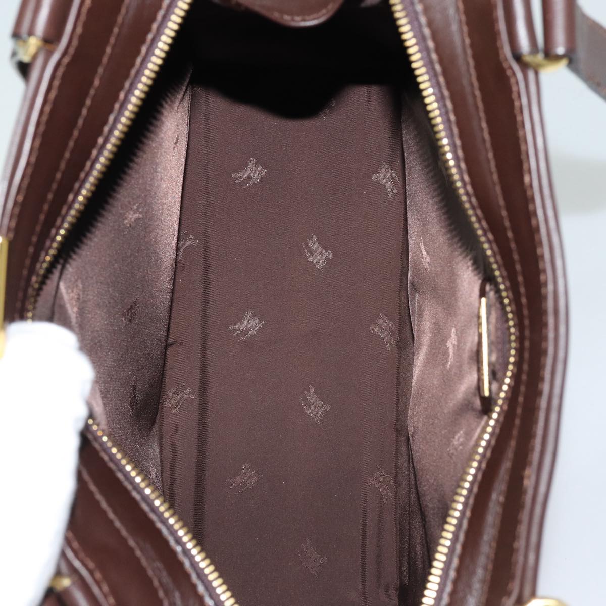 BURBERRYSs Nova Check Shoulder Bag Wool Beige Gold Auth 85746