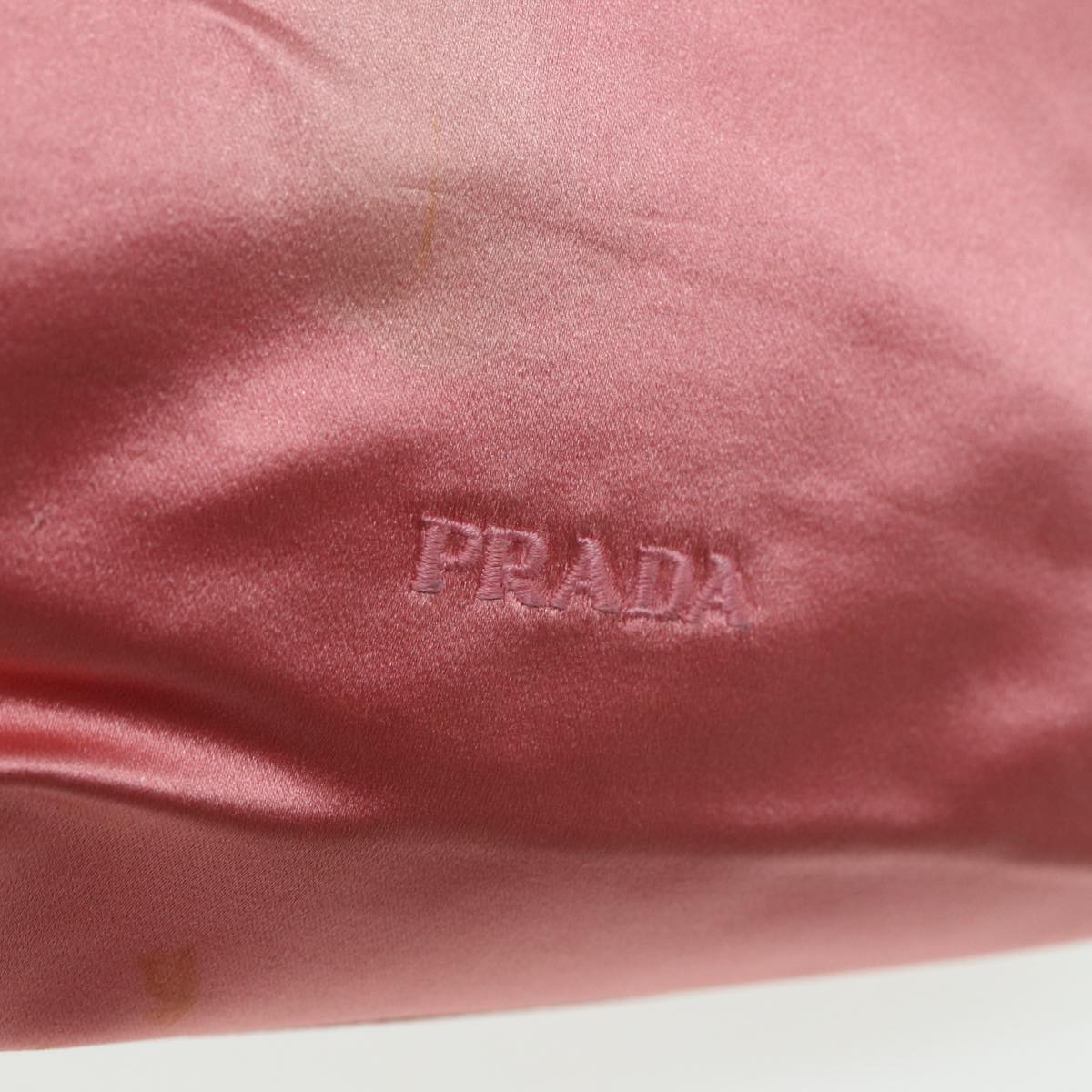 PRADA Hand Bag Satin Gold Pink Auth 85816