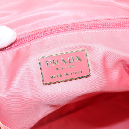 PRADA Hand Bag Satin Gold Pink Auth 85816