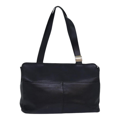 BURBERRYSs Shoulder Bag Leather Silver Black Auth 85895