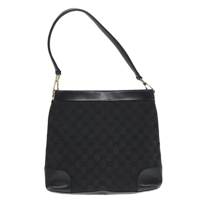 GUCCI GG Canvas Shoulder Bag Black Gold 33900 Auth 85998