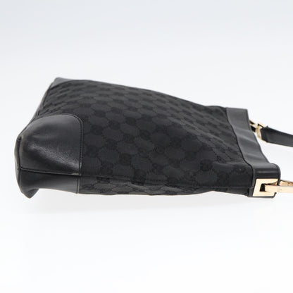 GUCCI GG Canvas Shoulder Bag Black Gold 33900 Auth 85998