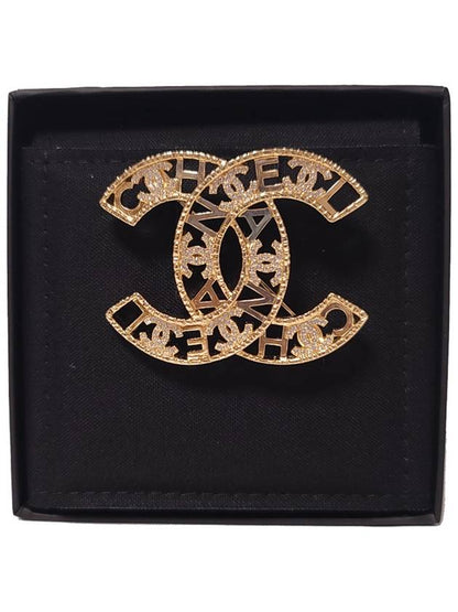 Crystal CC Coco Logo Brooch Gold Chanel
